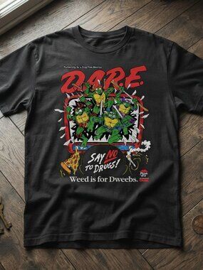 Vintage Style Teenage Mutant Ninja Turtles D.A.R.E Graphic T-Shirt